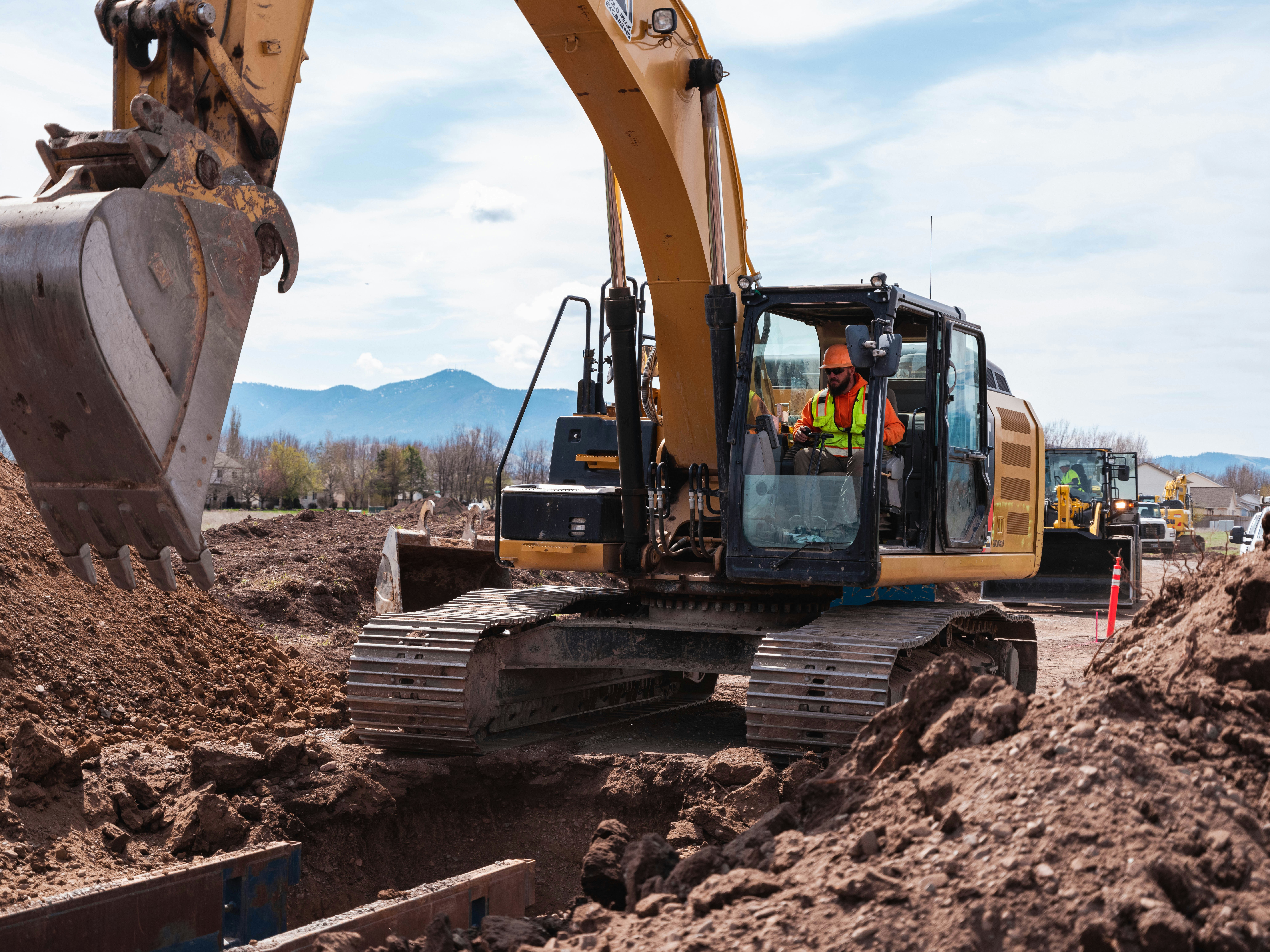 Contractor Digging with an Excavator